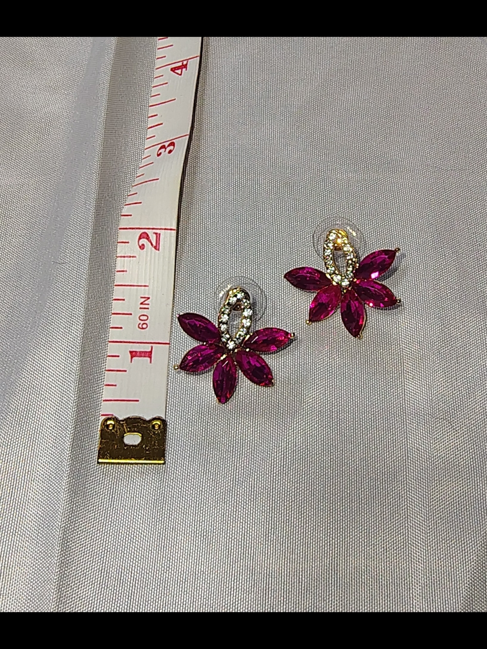 Floral Fairy Princess Barbie Style Faux Pink Sapphire Stud Earrings